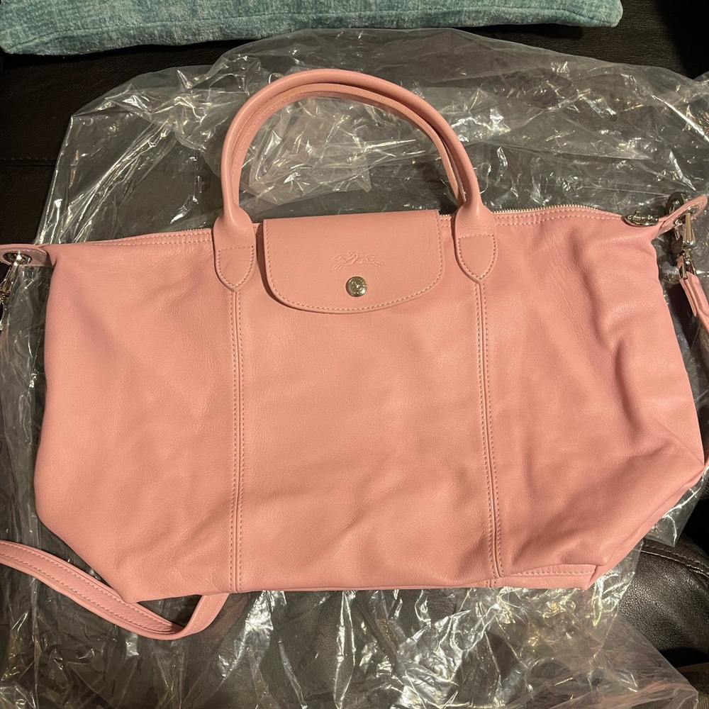 Longchamp Le Pliage Cuir Pink